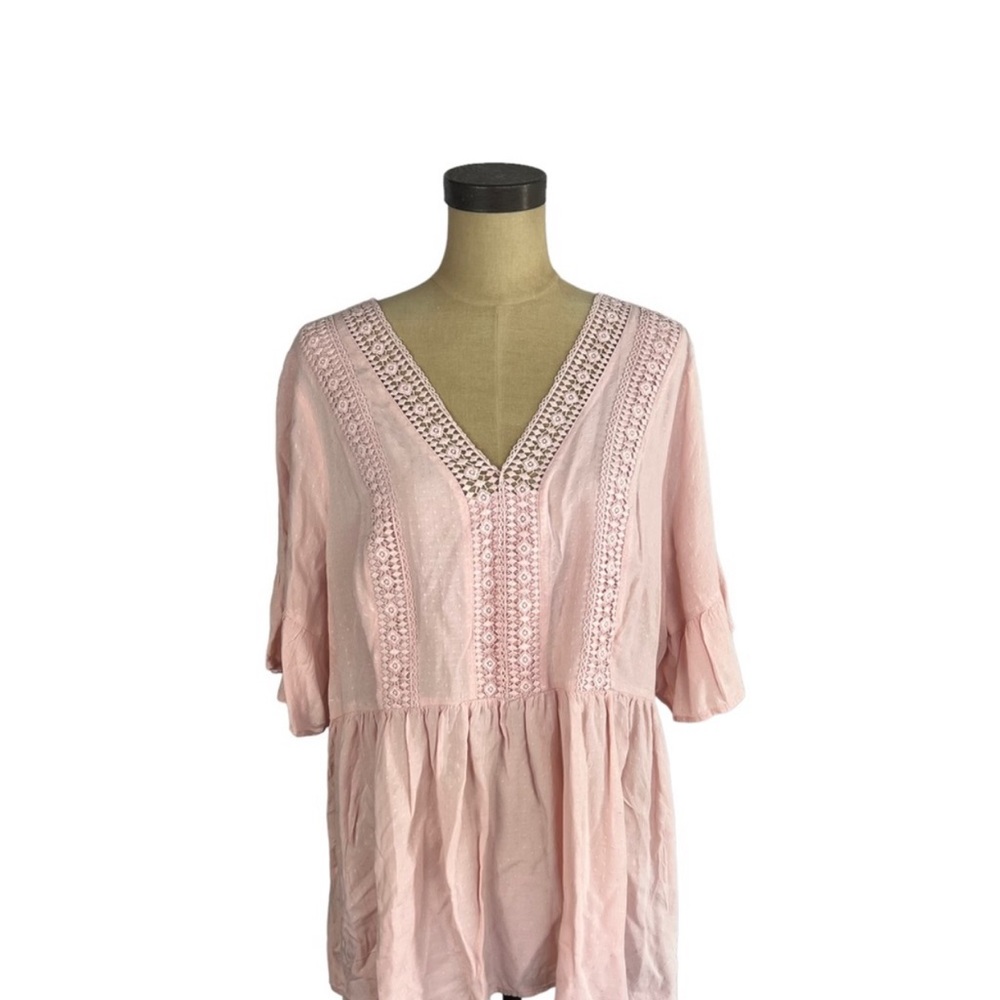 Lane Bryant pale pink lace detail plus size tunic top SZ 16